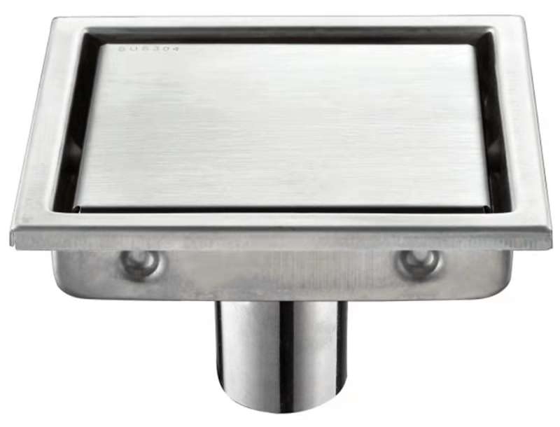 Neodrain 4 Inch Square Shower Drain With Removable Quadrato Pattern Grate, Matte Black 304 Stainless Steel Square Drain, With Watermark&CUPC Certified, Hair Strainer