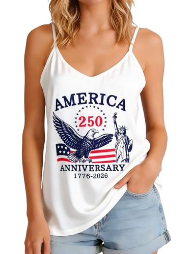 Image of Ibeauti American Flag Tank Tops for Women 4th of July Outfits Camisoles Patriotic 250th Anniversary USA Shirts