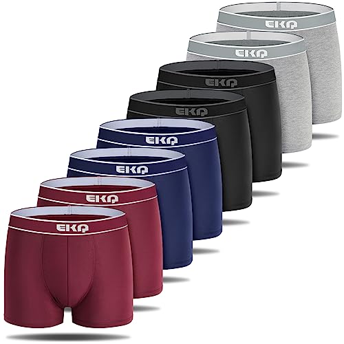 EKQ Mens Boxers Shorts Multipack 8-Pack Soft Bamboo Boxer Briefs Mens Underwear Trunks Breathable Sports Underpants with Moisture Wicking