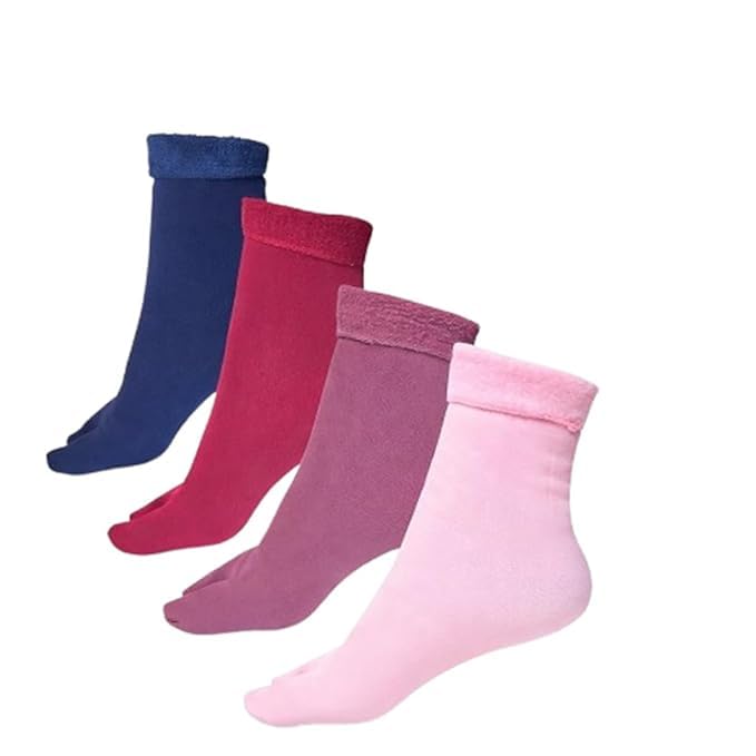 trohi collection TROHI Woolen Socks for Women With Velvet Fur Inside | Themral Warm Fur Socks For Women | With Thumb Toe Design | Multicolors and Woman and Girls |-picture-41