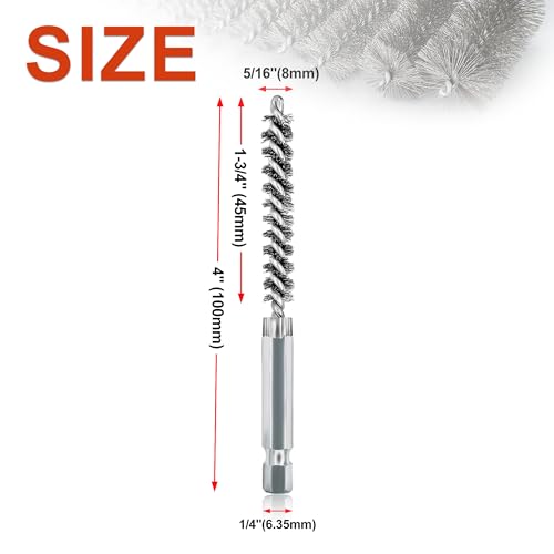 Image of 5Pcs 5 /16 inch Stainless Steel Wire Bore Brush for Power Drill Cleaning