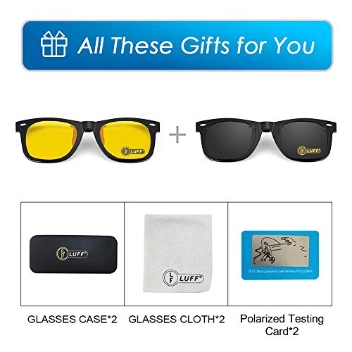 Image of LUFF Polarized /Night Vision Clip on Sunglasses /Myopia Glasses for Driving Black-Yellow