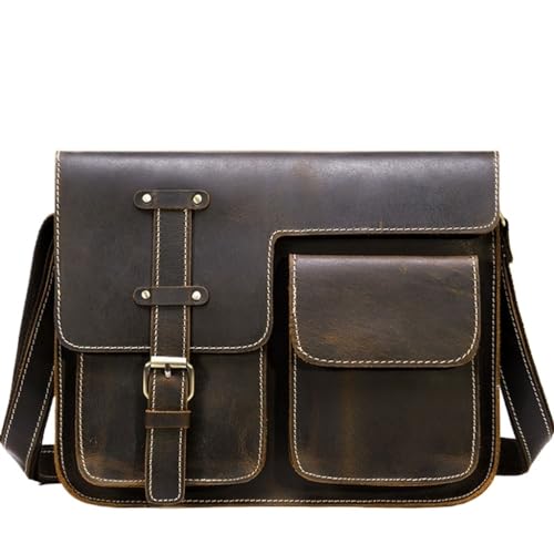 Sac à bandoulière en cuir véritable rétro pour homme et femme