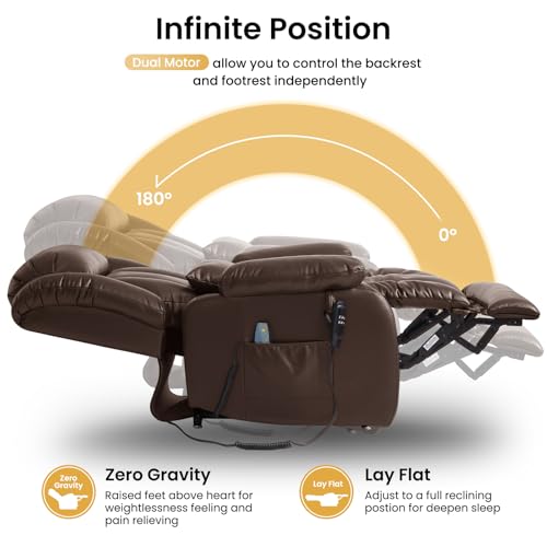 Image of Dual Motor Infinite Position Lay Flat Power Lift Recliner Chair for Elderly