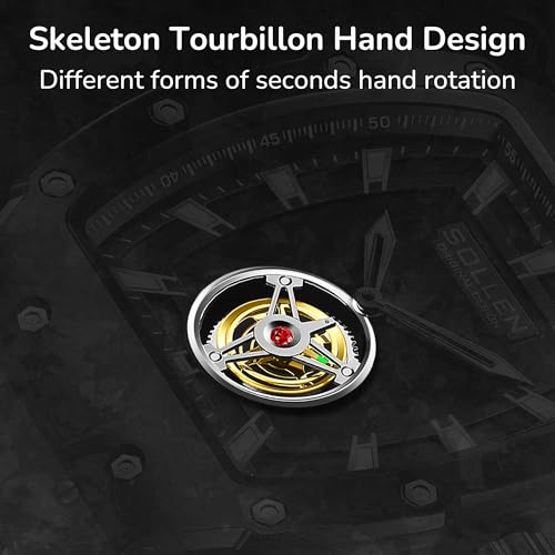 Image of Men's Tonneau Watches, Black Stylish Cool Minimalist Quartz Analog Watch | Tonneau Shape, Luminous Hands & Markers, Silicone Band, 30M Water Resistant, 42.5x50.5mm Precision Alloy Case, Ideal Gift