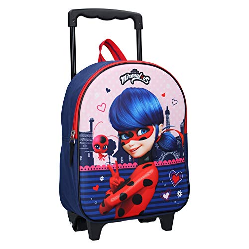 Miraculous Super Secret | Trolley Rucksack 3D | Mit schönem dreidimensionalem Bild | Ideal für ein Wochenende oder einen Kurzurlaub | Red Blau -Einheitsgröße Cover