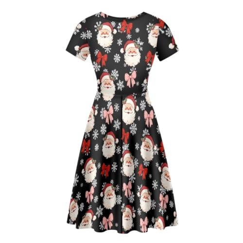 Image of Forchrinse Summer Dresses for Women Crew Neck Short Sleeve Midi Dress Casual Beach Vacation Sundress
