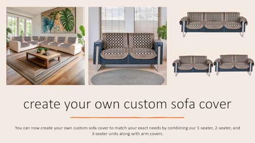 Image of Premium Chenille Woven Anti-Slip 7 Seater Sofa Cover | L-Shape Sofa Seat Protector for Living Room | Durable & Stylish Slipcover - Dark Grey