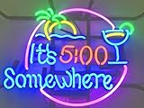 LDGJ Neon Signs It's 5 5:00 oclock SOMEWHERE Home Beer Bar Pub Recreation Room Game Lights Windows...