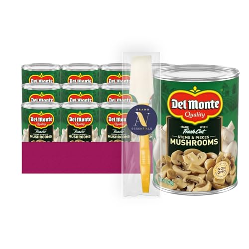 Del Monte - Lavinia Essentials Bundle: 12- Pack of Mushrooms Stems and Pieces Canned Vegetables 8.0 oz Can + 1 Utility Prop