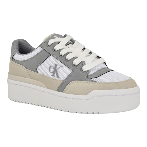 Calvin Klein Women's ALONDRA Sneaker, Grey Multi 030, 7