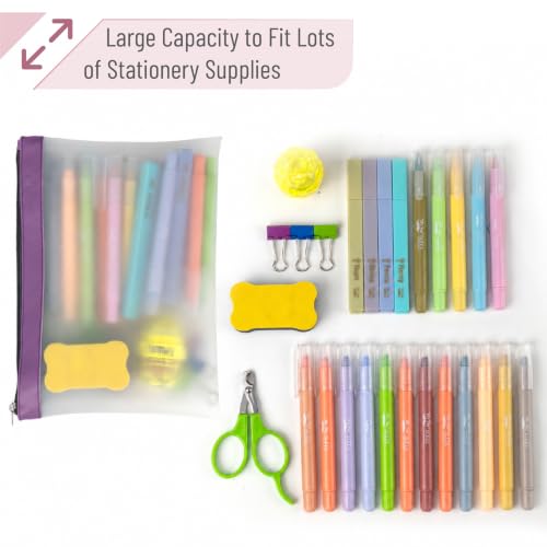 Image of Mr. Pen- Clear Pencil Pouch, 9 inch x 6.88 inch, 3 Pack, Durable TPU Material | Large Water-Resistant Pencil Bags with Smooth Zipper, Multipurpose Clear Pouch for Stationery, School, Office
