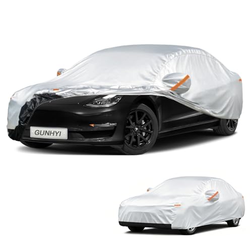 Image of GUNHYI Car Cover Custom Fit Tesla Model 3 (2017-2026) Waterproof for Automobiles, Oxford Sun Rain Dust Snow Protection (Ships from US Warehouse, Delivery 3-8 Days)