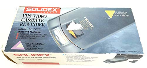 1993 Solidex, Inc. Solidex Performance Solidex Vhs Video Cassette Rewinder Model# 958Xt Solidex 958Xt Solidex Vhs Video Cassette Tape Rewinder Automatic Stop/Eject System Model 958Xt (Black Color) #TOP4
