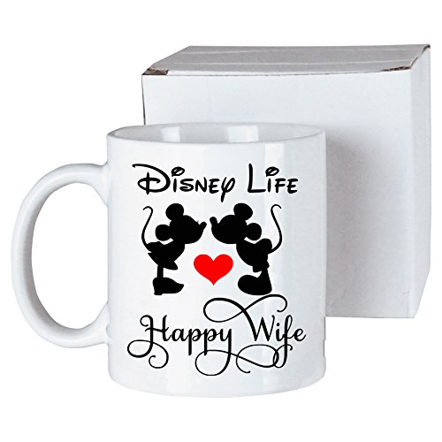 Mickey Mouse Happy Wife Happy Life Coffee Cup Mug Minnie Mouse Walt Disney World Funny Saying Birthday Gift Disney Gift Magic Kingdom Disney Life Cool Super Amazing Funny Happy Great Gag Gift