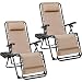 Yaheetech 2er Set Sonnenliege Liegestuhl Klappbar Gartenliege mit Kopfkissen & Becherhalter Tragbare Relaxliege für Strand/Garten/Balkon, Beige