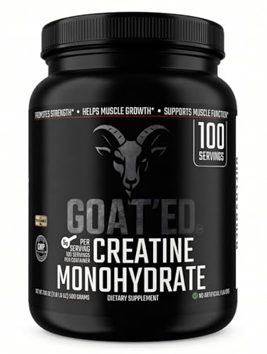 GOAT'ED Creatine Monohydrate Powder | 100% Pure Micronized Creatine for Muscle Growth, Strength & Recovery | High-Absorption, Unflavored Creatine Supplement for Men & Women, 100 Servings