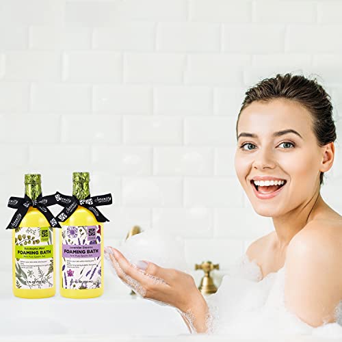 Bubble Bath For Women Adults, 2 Pack Scented Bubble Bath Spa Gift Set For Women Relaxing, Lavender & Eucalyptus Mint, Ladies Foaming Bath With Epsom Salt Variety, 24.7 Fl Oz #TOP5