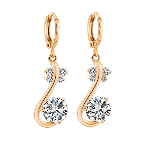 Pendientes de oro de 18k con aro y mariposa de moisanita redonda para mujer