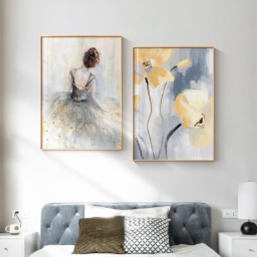 Tableau peinture abstraite de danseuse de ballet pour salon 40x60 cm
