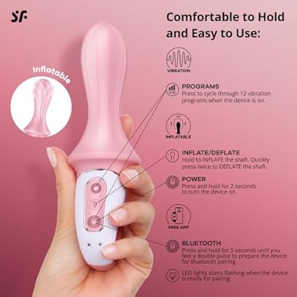 Satisfyer Air Pump Booty 5 vibrador anal para hombres y mujeres | Controlable mediante app | Juguete sexual hinchable | Material agradable a la piel | Juguete sexual recargable