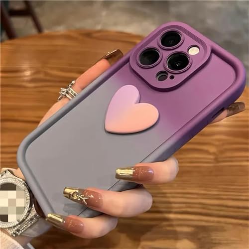 Coque iPhone 15 Plus silicone 3D amour dégradé de couleur gris violet - 4