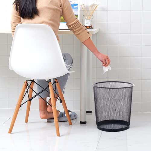 Metal Paper Wastebasket Trash Can - Small Mesh Waste Paper Basket Round Garbage Can For Office Home Kitchen Black (9.3 * 7.5 * 10.6 Inches) #TOP1