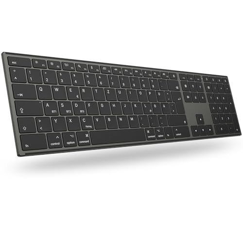 OMOTON Aluminium Bluetooth Mac Tastatur, Wiederaufladbar, QWERTZ