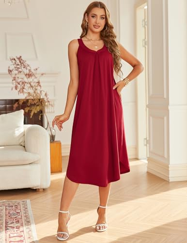 Image of Ekouaer Womens Sleeveless Nightgown Full Slip Nightshirt Long Nightwear Full Length Loungewear Tank Nightdress S-2XL