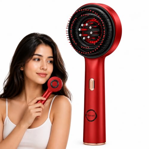 Image of KIMEE 3-in-1 Red Light Therapy Scalp Massager with Oil Applicator Comb | Electric Head Massage Brush for Relaxation, Growth Support & Stress Relief | Portable Hair Care Device for Home Use