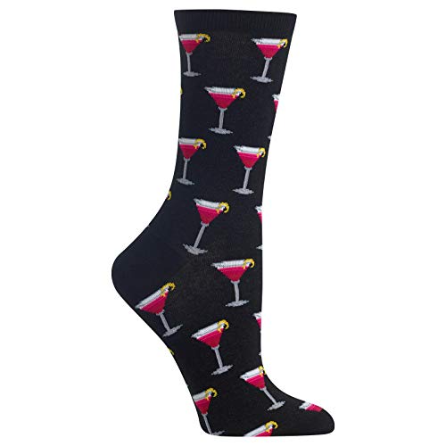 Hot Sox Womens Cosmo Cocktail Socks, Black, 1 Pair, Womens Shoe 4-10