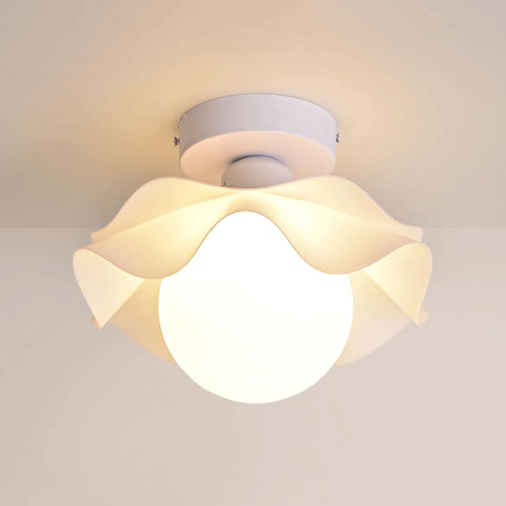 1-Light Mini Glass Globe Ceiling Light, nowoczesne półspłukiwanie mocowanie światła, białe światło sufitowe do korytarza korytarza ganek szafa schodowa