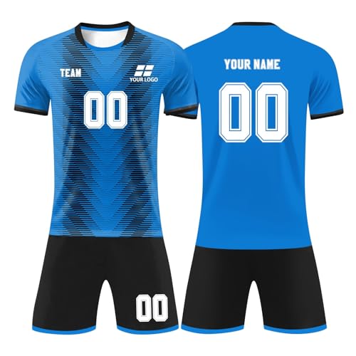 Equipo Camiseta Fútbol Personalizadas Nombre Número y Logotipo para Hombres y Niño, equipación Fútbol DIY con Conjunto Top Pantalón Corto y Calcetines