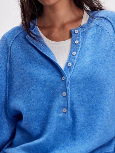 Womens Half Button Sweater Henley Neck Lightweight Fall Long Sleeve Pullover Tops Trendy Cute Crop Sweatshirt3