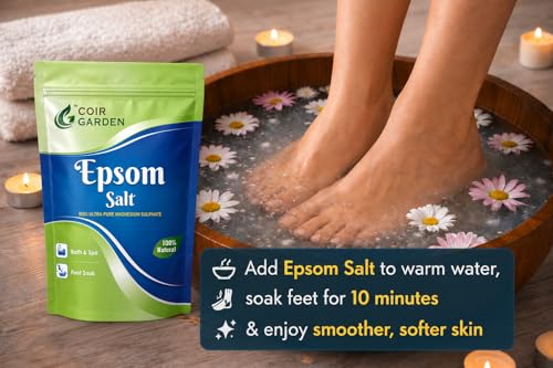Image of Coir Garden Epsom Salt 1 Kg for Foot Soak, Bath & Wellness - Pure Magnesium Sulfate Bath Salt for Relaxation, Muscle Relief, Self Care, Plants & Gardening