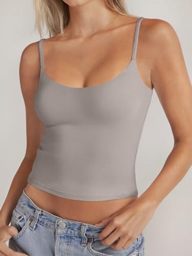 Image of PINKMSTYLE Women's Basic Double Lined Scoop Neck Tank Tops Adjustable Cami Tank Summer Sleeveless Tops