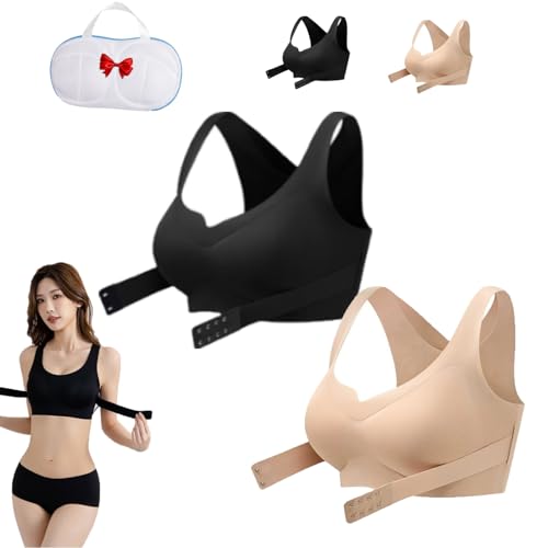 Respectivelk Seamless Breathable Shaping Corrective Support Bra, Front Closure Gather to Prevent Sagging