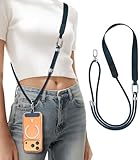 Niunisi Handyband Universal mit Diebstahlschutz - Verstellbarer Handy Lanyard, Extra Breites Komfortband & Metallclip für alle Smartphones (Jeansblau)