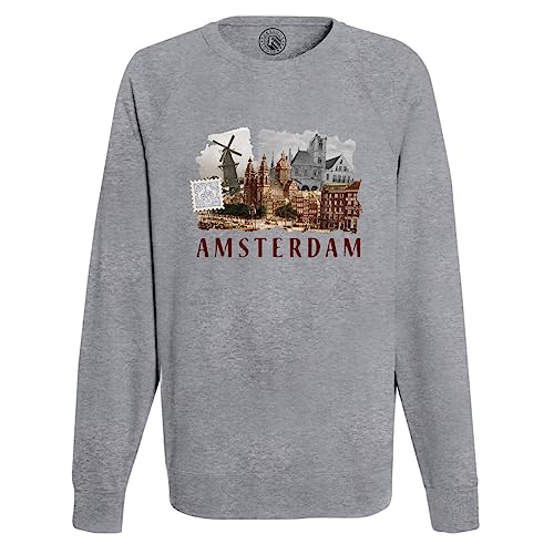 Sweat shirt homme Amsterdam imprimé carte postale au style collage