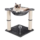Amazon Brand – Umi Kratzbaum 46cm Kratzstamm Kratzsäule Hängematte Sisal-Seil Kratzstange Grau