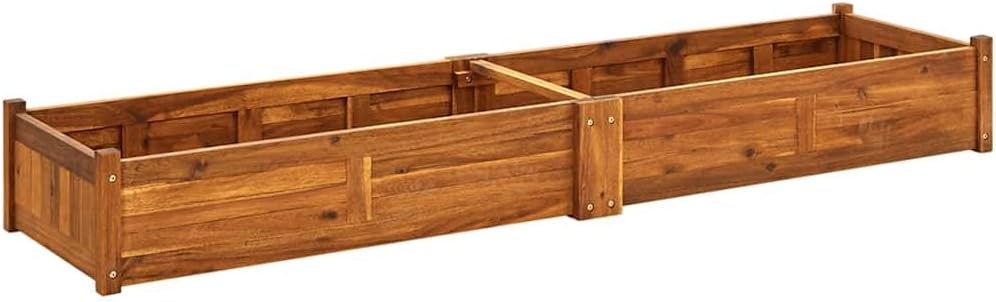 Large Acacia Wood Raised Garden Bed 78.7 x 19.7 x 9.8 in Rustic Planter Box Outdoor for Patio Balcony Deck Herb Flower Vegetables