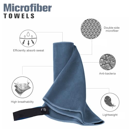 2 Pack Fast Drying Gym Towel 40 x 80CM Soft Microfiber Lightweight Sport Towel Perfect Travel Camping Towel Super Absorbent Ultra Compact for Gym Sport Yoga Backpacking Beach Swimming, Navy Blue