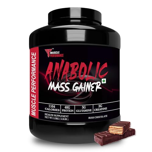 Image of Anabolic Mass Gainer, 2.5kg irish Chocolate | High Protein High Carbs, Added Vitamins, Probiotics & Enzymes, 40g Protein, 1164 Calories, 3g Creatine