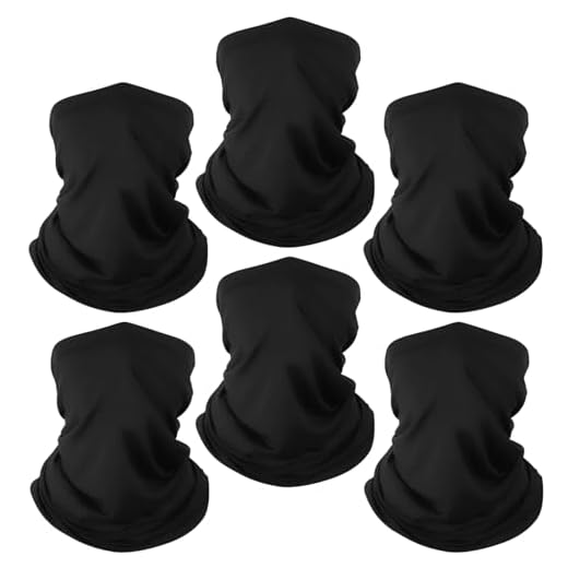 6 Pack Neck Gaiter Bandana Face Mask: Cooling Gator Mask Breathable Face Cover Ski Neck Scarf Protection from Dust Sun for Men Women Motorcycle Running Washable Facemask Gaitor, Black