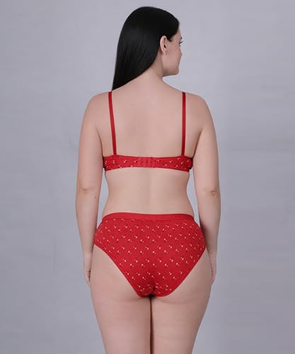 Image of Pack of 3 Printed Bra & Panty Set for Women & Girls | Non-Padded Non-Wired T-Shirt Bra with Matching Hipster Panty | Comfortable Soft Lingerie Set | Everyday Innerwear