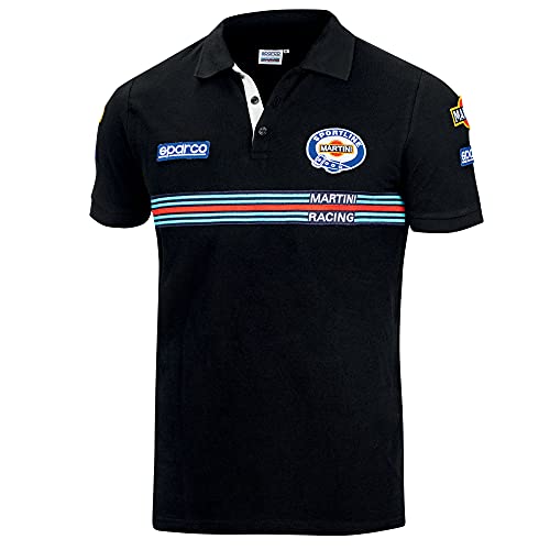 Polo Sparco Martini Racing mixte en coton respirant style mécanique sport auto