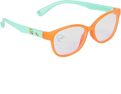Amazon Co Jp 子供用メガネ 毎日使用するポータブルパーフェクトギフトフレームメガネ オレンジ色のフレーム 緑色の足 ファッション