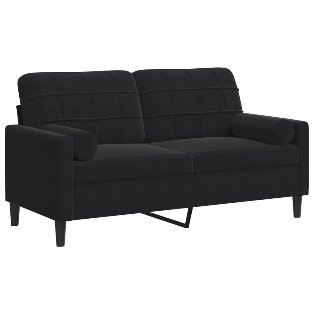 vidaXL Sofá de 2 plazas con Cojines Terciopelo Negro 140 cm, sofá, sofá de salón, sofá de Tela, sofá tapizado, sofá de Tres plazas