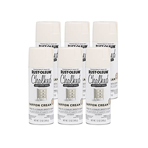 Image of Rust-Oleum Chiffon Cream Chalked All-in-One Ultra Matte Spray Paint | One Coat Coverage | No Primer, Sanding, Or Topcoat Needed | Easy Spray Application | Made in USA | 12 OZ | 6 Pack