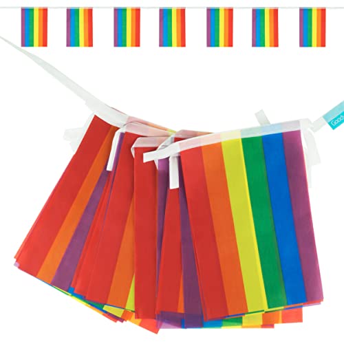 Goodymax® Wimpelkette 7 m Stoff 14 x 20 cm Regenbogen Streifen bunt Polyester Rainbow Gay Pride Girlande LGBTQ Dekoration